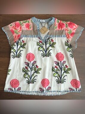 New Cherry Betty Floral Mixed Print Blouse size XXL